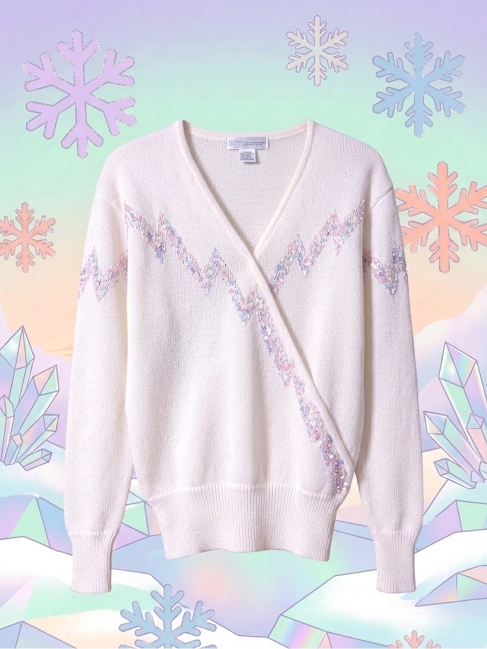 Vintage 80s White Wrap Sweater By Sideffects